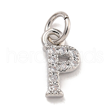 Initial Letter Brass with Cubic Zirconia Charms KK-Q814-26P-P-1