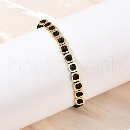 Square Brass Cotton Cord Adjustable Braided Bracelets BJEW-L568-05G-1