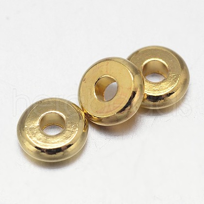 Flat Round Brass Spacer Beads KK-L106C-01G-1