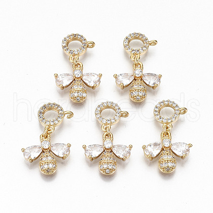 Brass Micro Pave Cubic Zirconia Pendants X-KK-S359-009-RS-1