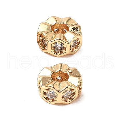 Brass Micro Pave Cubic Zirconia Beads KK-A259-01G-1
