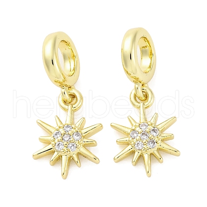 Brass Micro Pave Cubic Zirconia European Dangle Charms KK-D325-13G-1