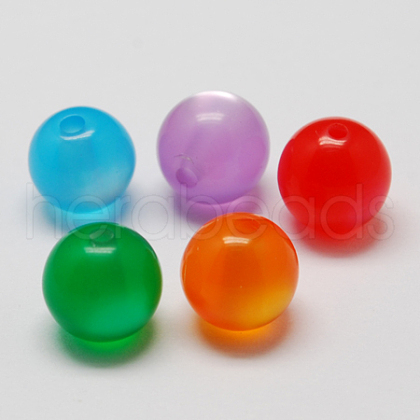 Round Imitation Cat Eye Resin Beads RESI-R157-6mm-M-1