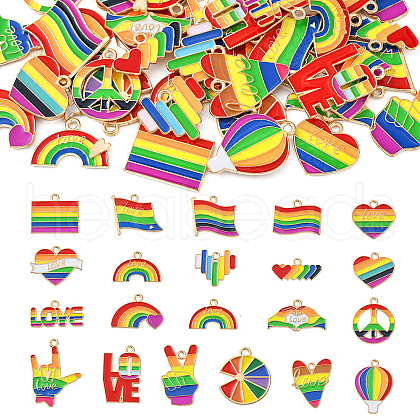 Rainbow Style Alloy Enamel Pendants FIND-CJC0004-43G-1