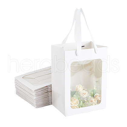 Rectangle Paper Storage Bags with Handle ABAG-WH0046-26B-01-1