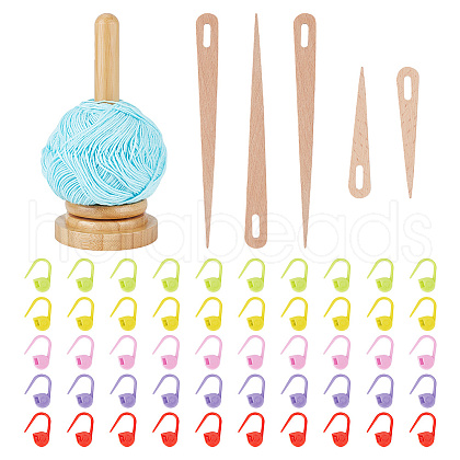  1 Set Wooden Big Eye Knitting Needles DIY-NB0009-58-1