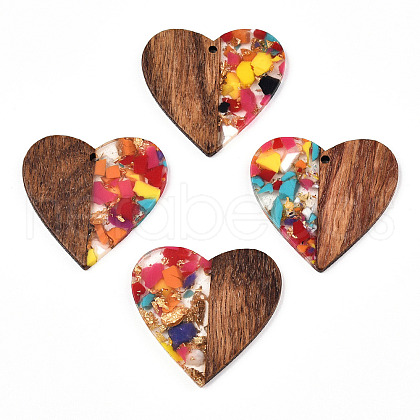 Transparent Resin & Walnut Wood Pendants RESI-TAC0017-73-A07-1