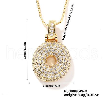 Elegant Brass Micro Pave Clear Cubic Zirconia 3D Initial Necklaces DV4415-13-1