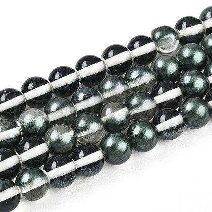 Baking Painted Transparent Glass Beads Strands DGLA-N011-8mm-07-1
