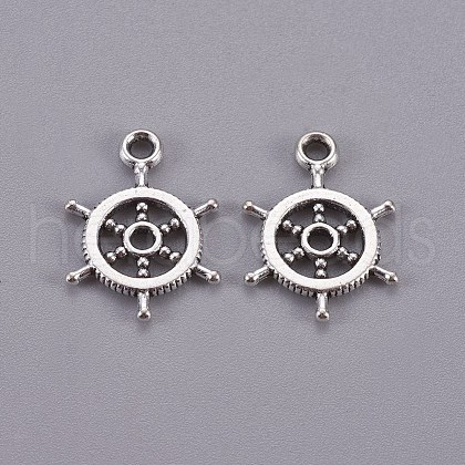 Tibetan Style Alloy Helm Pendants TIBEP-16625-AS-NR-1