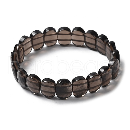 Natural Smoky Quartz Beaded Stretch Bracelet G-E010-01-07-1