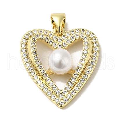 Rack Plating Brass Micro Pave Cubic Zirconia Pendants KK-P272-14G-1