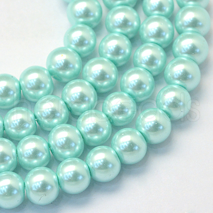 Baking Painted Pearlized Glass Pearl Round Bead Strands X-HY-Q003-4mm-45-1