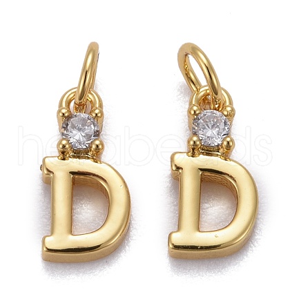 Brass Micro Pave Clear Cubic Zirconia Pendants ZIRC-Z011-35D-1