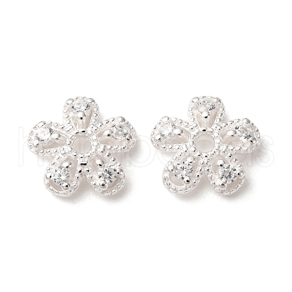 S925 Sterling Silver Clear Cubic Zirconia Bead Caps STER-A047-07C-S-1