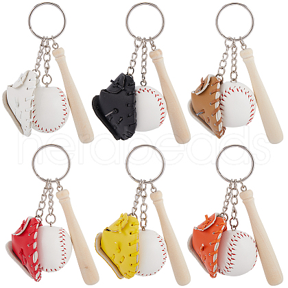 SOFPLATE 6Pcs 6 Colors PU Leather Keychain KEYC-SP0001-03-1