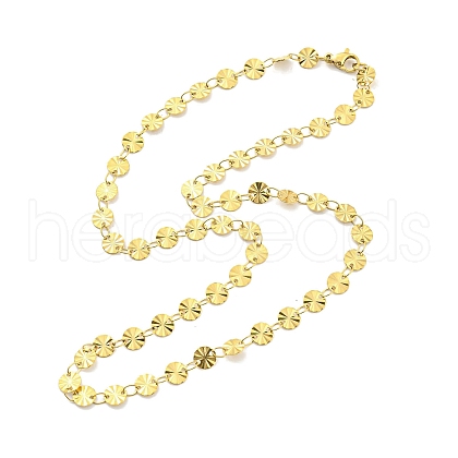 Ion Plating(IP) 304 Stainless Steel Flat Round Link Chain Necklaces NJEW-P285-07G-1