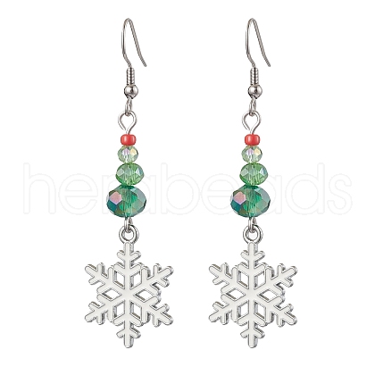 Christmas Theme Glass Dangle Earrings EJEW-TA00476-1