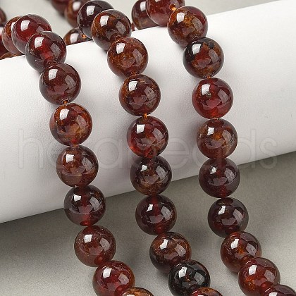 Natural Orange Garnet Beads Strands G-G271-B01-10mm-1