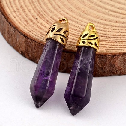 Bullet Natural Amethyst Pendants G-E332-B09-1