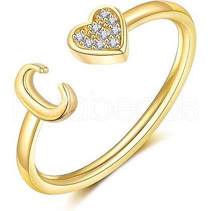 Adjustable Brass Rhinestone Cuff Rings FS-WG29D83-03-1
