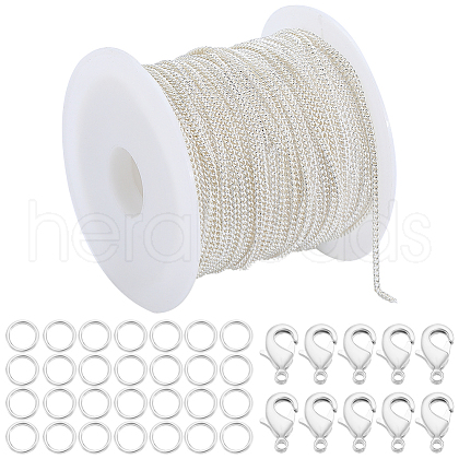 SOFPLATE DIY Brass Curb Chains Bracelet Necklace Making Kit DIY-SP0001-11S-1