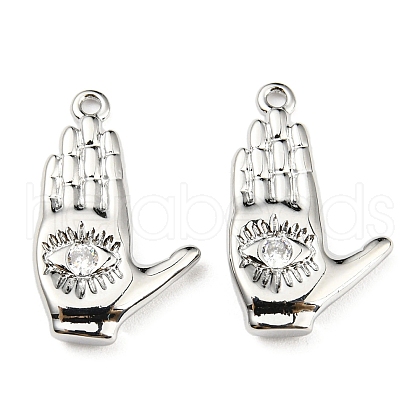 Brass Micro Pave Clear Cubic Zirconia Pendants ZIRC-L077-042P-1