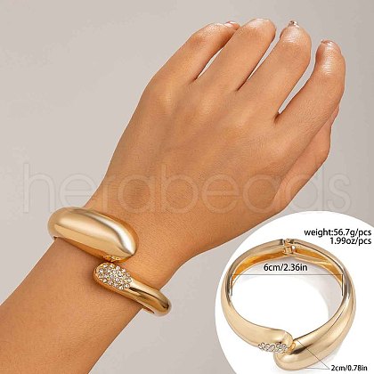 Teardrop Alloy Rhinestone Cuff Bangles WGA0230-05-1