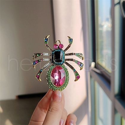 Spider Alloy Rhinestone Brooches for Backpack Clothes PW-WGAC6BD-01-1