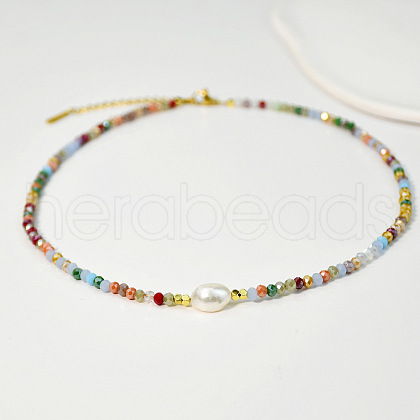 Mother's Day Jewellery Natural Freshwater Pearl & Glass Beaded Necklaces for Women AC5368-4-1