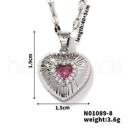 Brass Luxury Cubic Zirconia Heart Pendant Necklaces UV5875-5-1