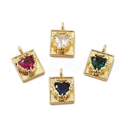 Rack Plating Brass Micro Pave Cubic Zirconia Charms KK-C013-04G-1