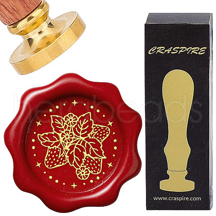 Brass Wax Seal Stamps with Wood Handle AJEW-WH0412-0186-1