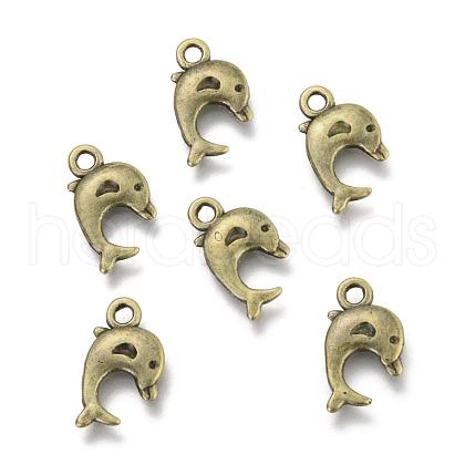 Dolphin Tibetan Style Alloy Pendants TIBEP-N008-25AB-NR-1