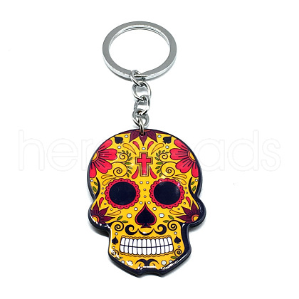 Plastic Pendant Keychain SKUL-PW0002-060H-1