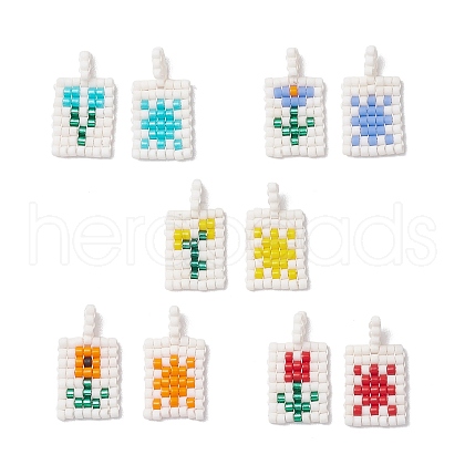 Seed Beads Beaded Charms PALLOY-MZ00256-1