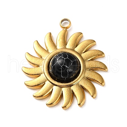 Synthetic Turquoise Dyed Sun Pendants STAS-P328-05G-02-1