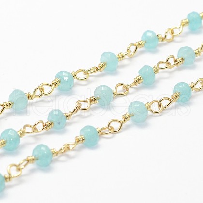 3.28 Feet Natural White Jade Beaded Chains X-CHC-G312-G02-1