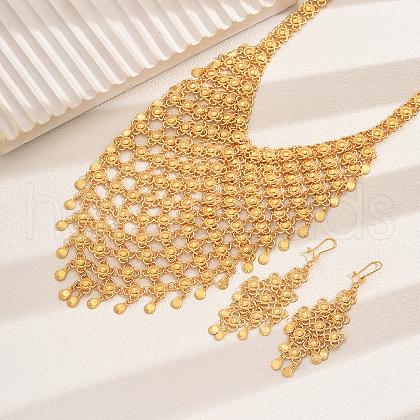 Alloy Geometric Pattern Tassel Necklace & Earrings Set for Wedding Bride OF5309-1