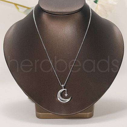 Brass Star Moon Pendant Necklaces for Daily Work Vacation Jewelry AB4538-1