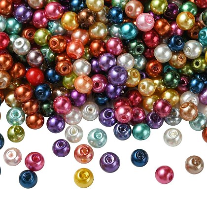 Baking Painted Pearlized Glass Pearl Round Bead Strands X-HY-Q004-4mm-M-1