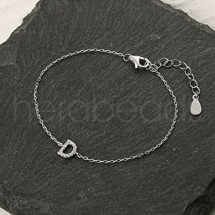 S925 Sterling Silver Letter D Link Bracelets GA4366-1