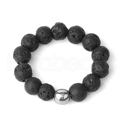 4MM Round Natural Lava Rock Beaded Stretch Rings VM0712-9-1
