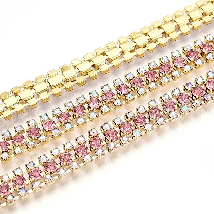 Iron Rhinestone Cup Chains CH-T006-04G-11-1