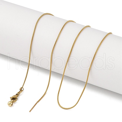 Ion Plaing(IP) 304 Stainless Round Snake Chain Necklaces NJEW-Q003-01G-1