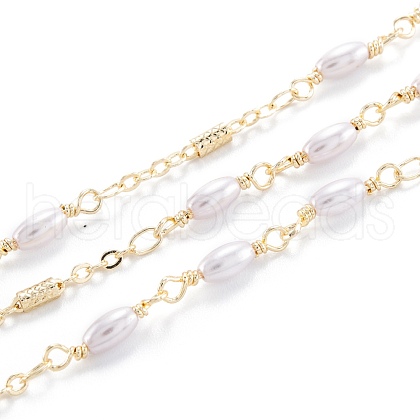 Handmade CCB Plastic Imitation Pearl Beaded Chains CHC-M021-29LG-1