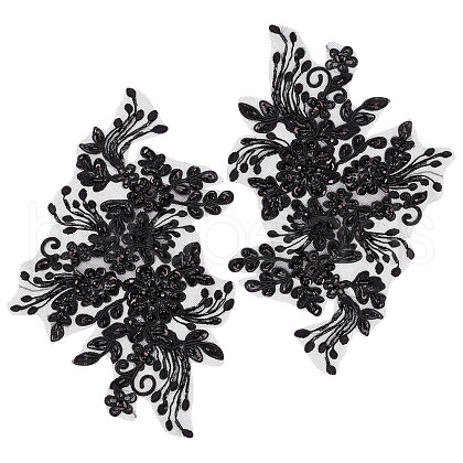 Flower Pattern Polyester Embroidered Lace Appliques DIY-WH0304-593A-1