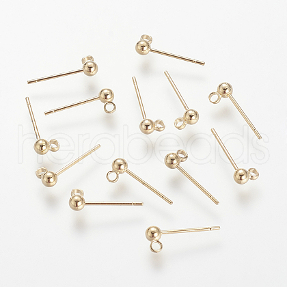 Brass Stud Earring Findings X-KK-T014-66G-1