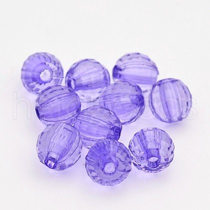 Faceted Round Transparent Acrylic Beads TACR-P053-8mm-25Q-1