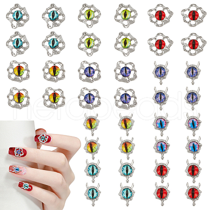 AHADERMAKER 40Pcs 10 Styles Evil Eye Resin & Glass Cabochons MRMJ-GA0001-21-1